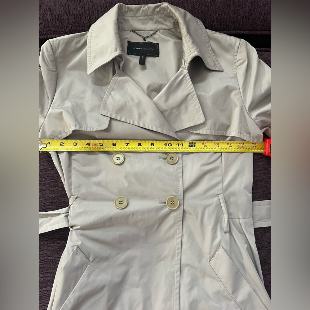 $400 BCBGMaxAzria Ruffle-Back Asymmetrical Ophelia Trench Jacket Coat - S - Picture 13 of 14